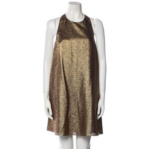 Alice + Olivia Silk Gold Metallic Racer Back Mini Dress